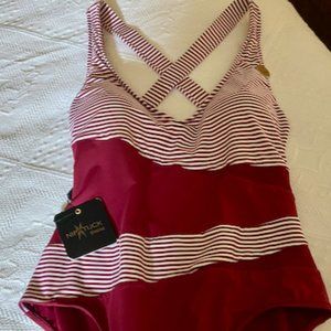 NWT Burgundy and White One Piece